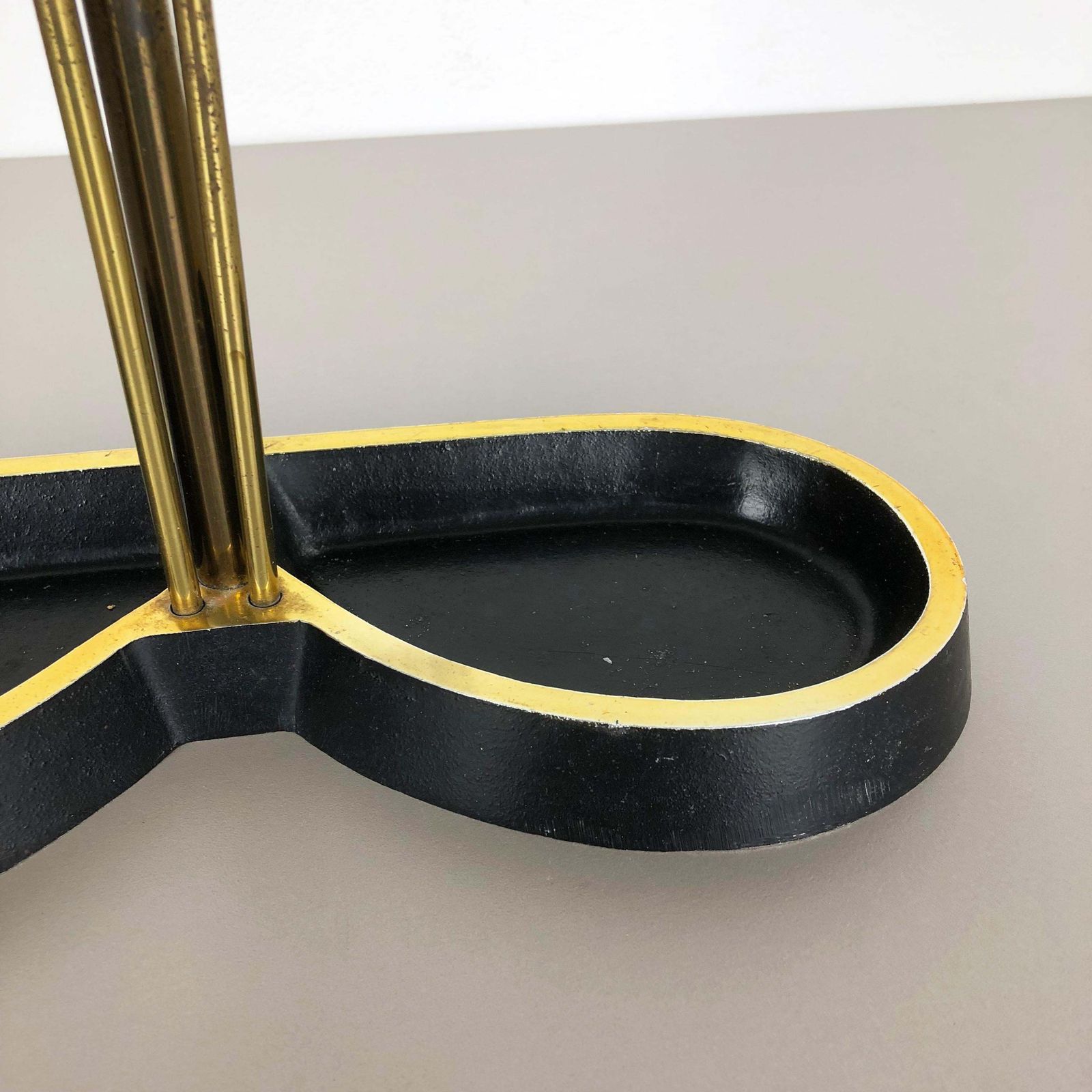 Original Midcentury Metal Brass Auböck Style Umbrella Stand, Austria, 1950s photo 788.0