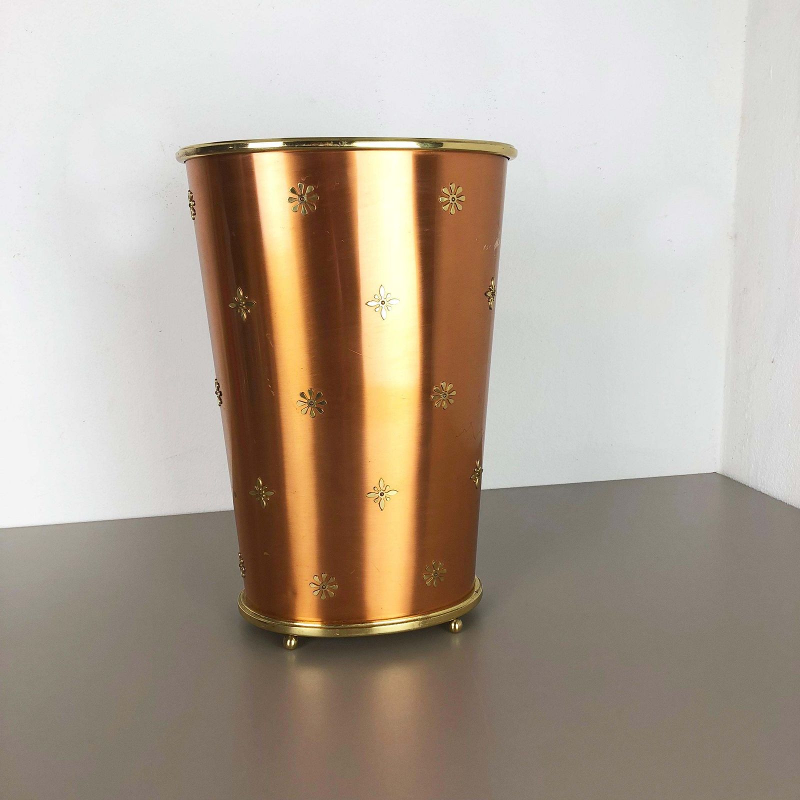 photo vinterior Original 1950s Copper Umbrella Stand By Vereinigte Werkstätten München, Germany