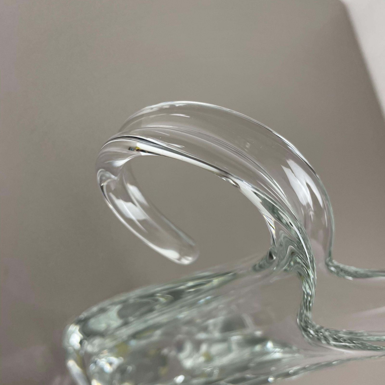 Large Floral Crystal Glass Shell Bowl By Art Vannes Flavio Poli France 1970s photo vintage