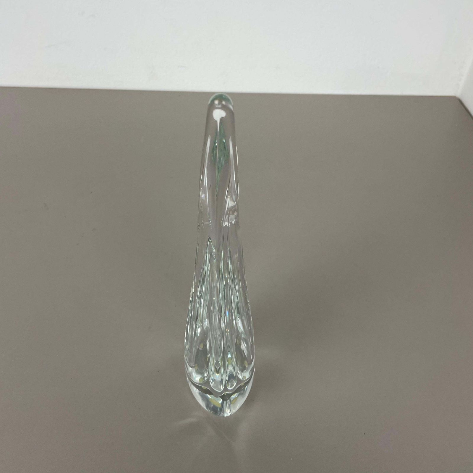 photo buy Large Floral Crystal Glass Shell Bowl By Art Vannes Flavio Poli France 1970s