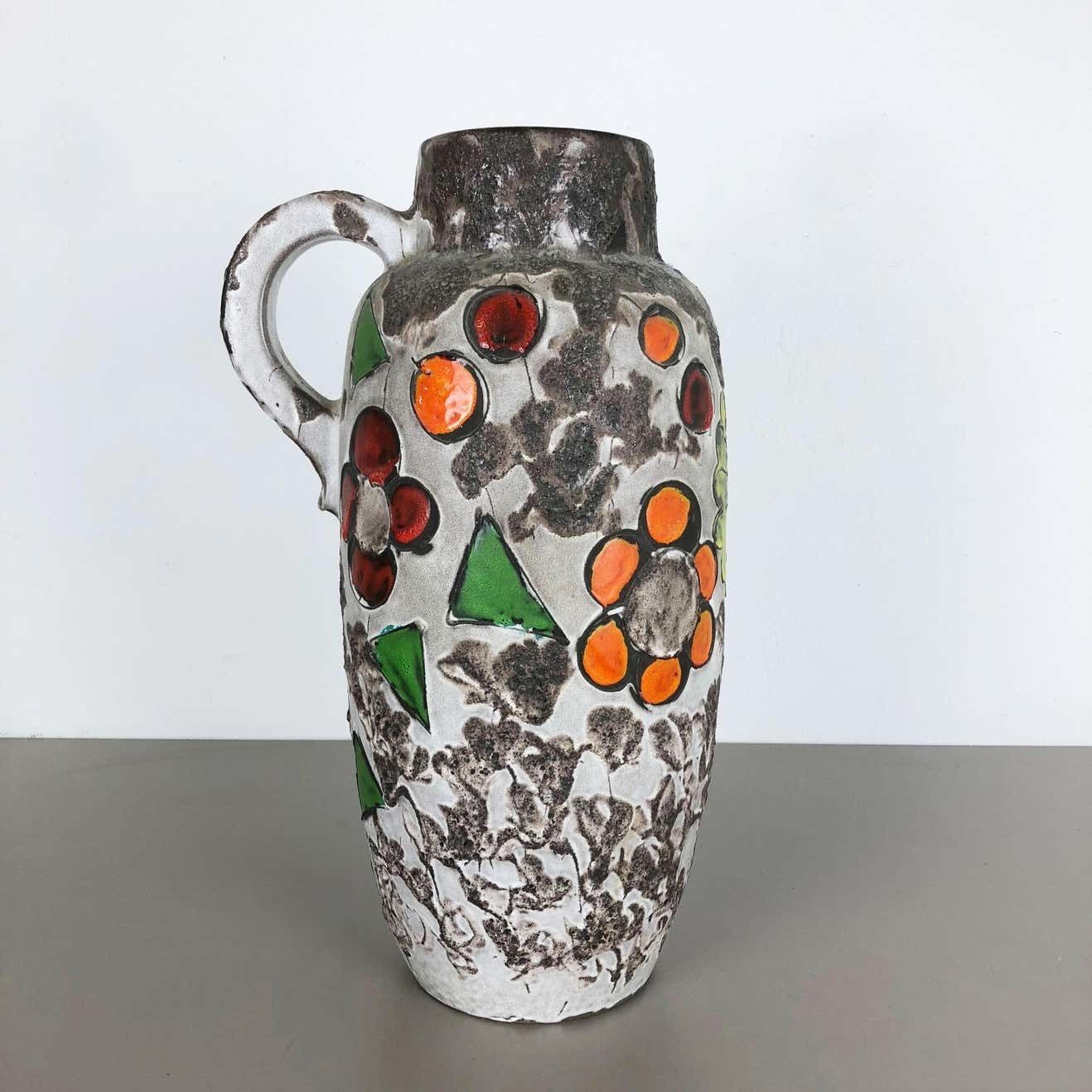 Large Pottery Fat Lava Multi Color 420 54 Vase Made By Scheurich, 1970s photo for sale