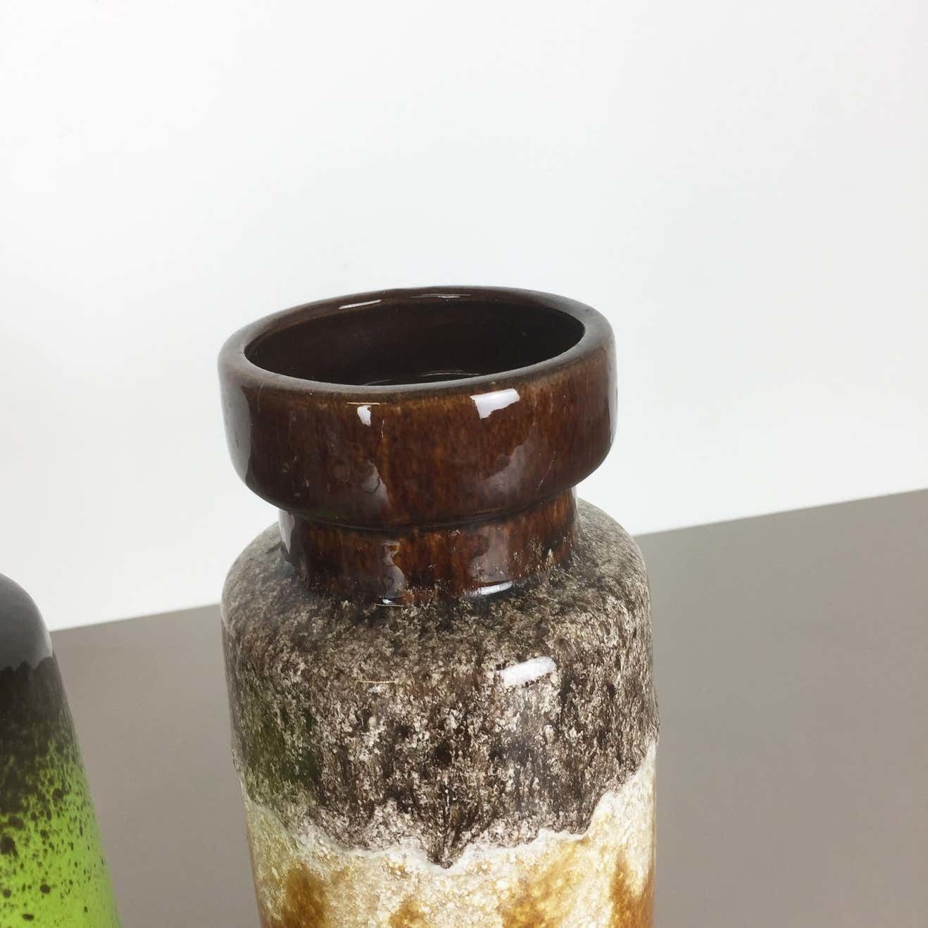 Set Of Two Vintage Pottery Fat Lava Vases Made By Scheurich, Germany, 1970s photo Home Decor