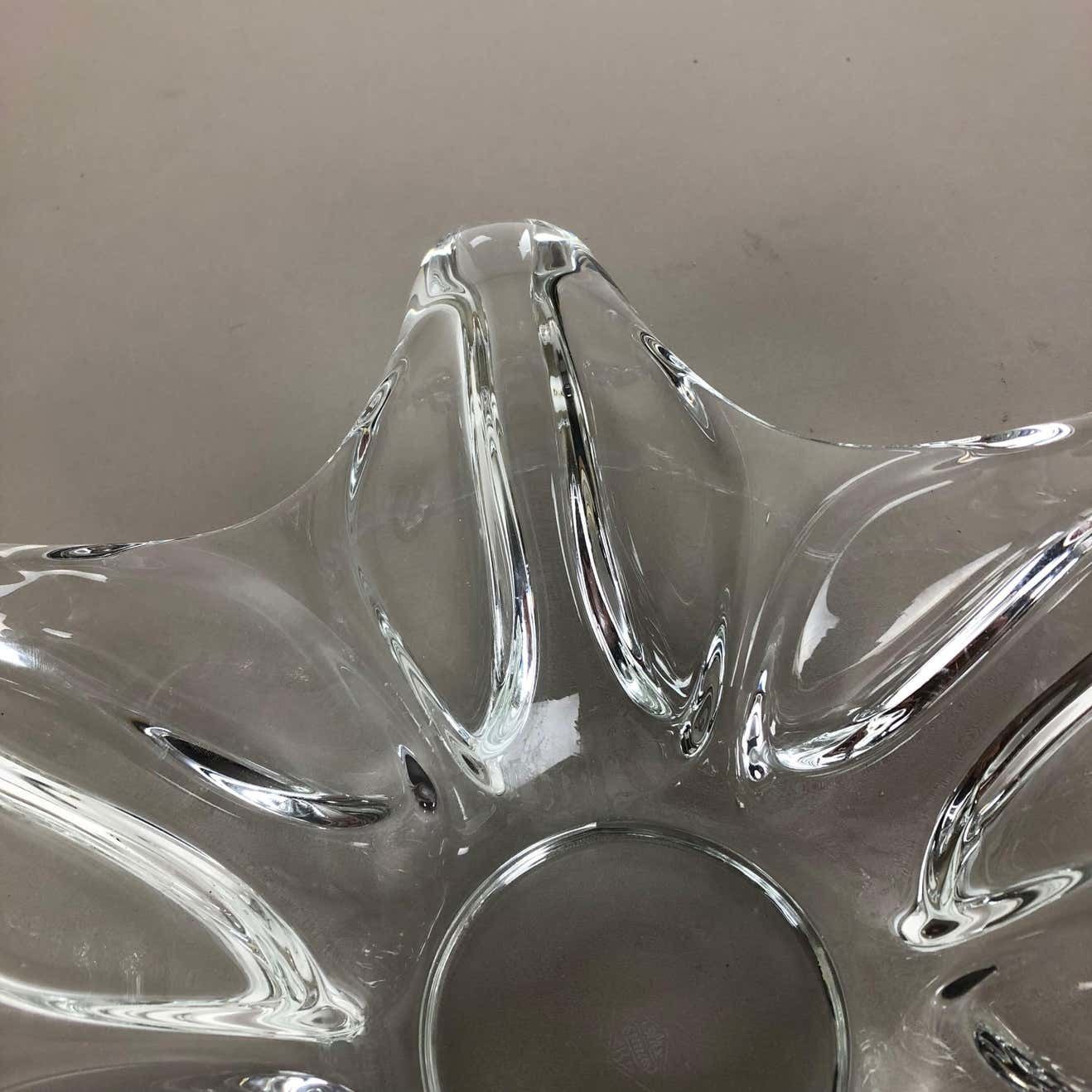 Home Decor Large French Floral Crystal Glass Shell Bowl By Art Vannes, France, 1970s photo