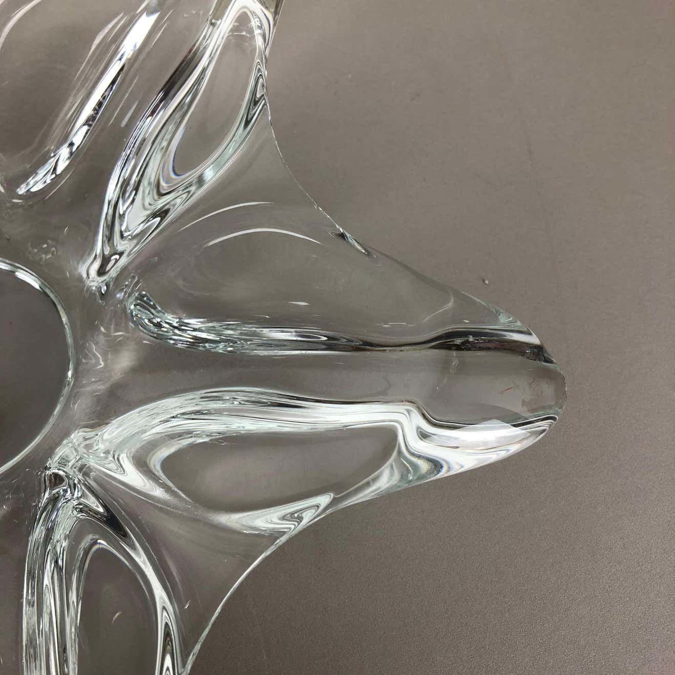 photo buy Large French Floral Crystal Glass Shell Bowl By Art Vannes, France, 1970s