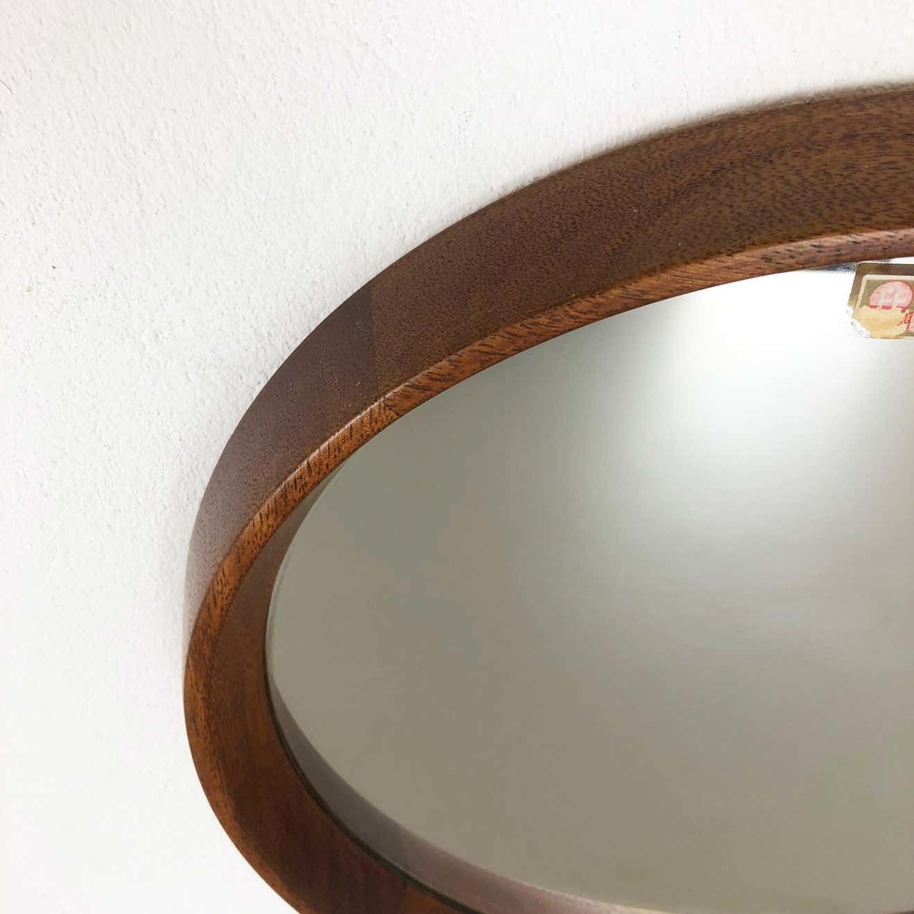 Nos! Original 1960s Crystal Glass And Oak Wood Mirror, Made In Germany Nr. 1 photo vinterior