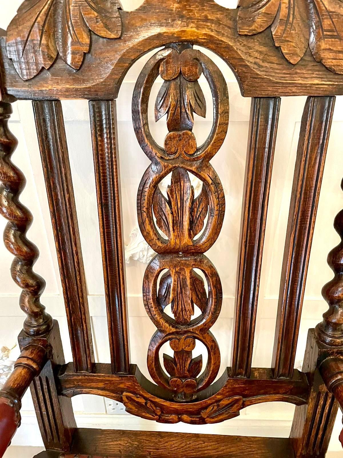 Large Antique Victorian Quality Carved Oak Armchair photo vintage