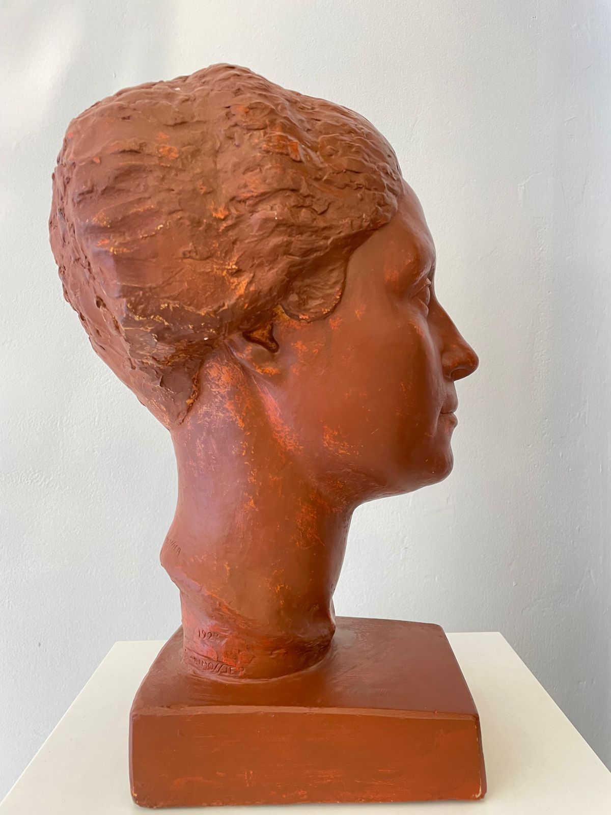 Original Plaster Bust Of A Woman With Short Hair By Claudius Linossier, 1927 photo Art