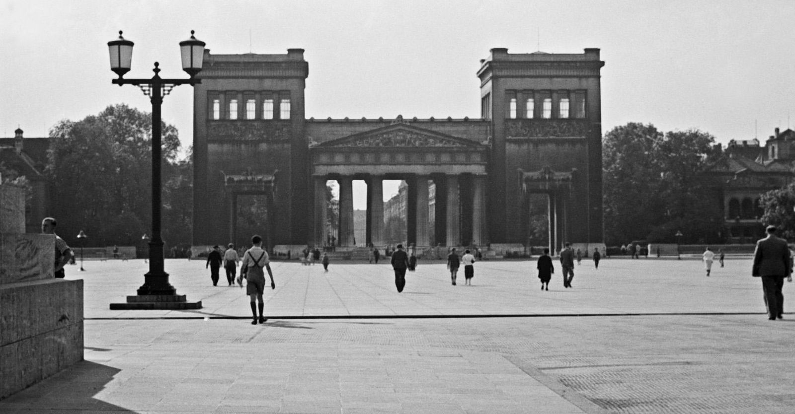 Sun, Shadows, Buildings Koenigsplatz Square Munich, Germany 1937, Printed Later photo furniture