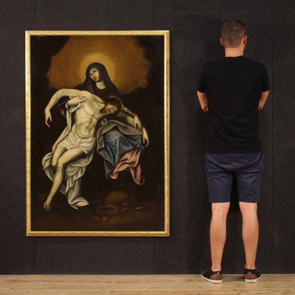 photo vinterior Antique Spanish Painting Depicting The Piety From 18th Century