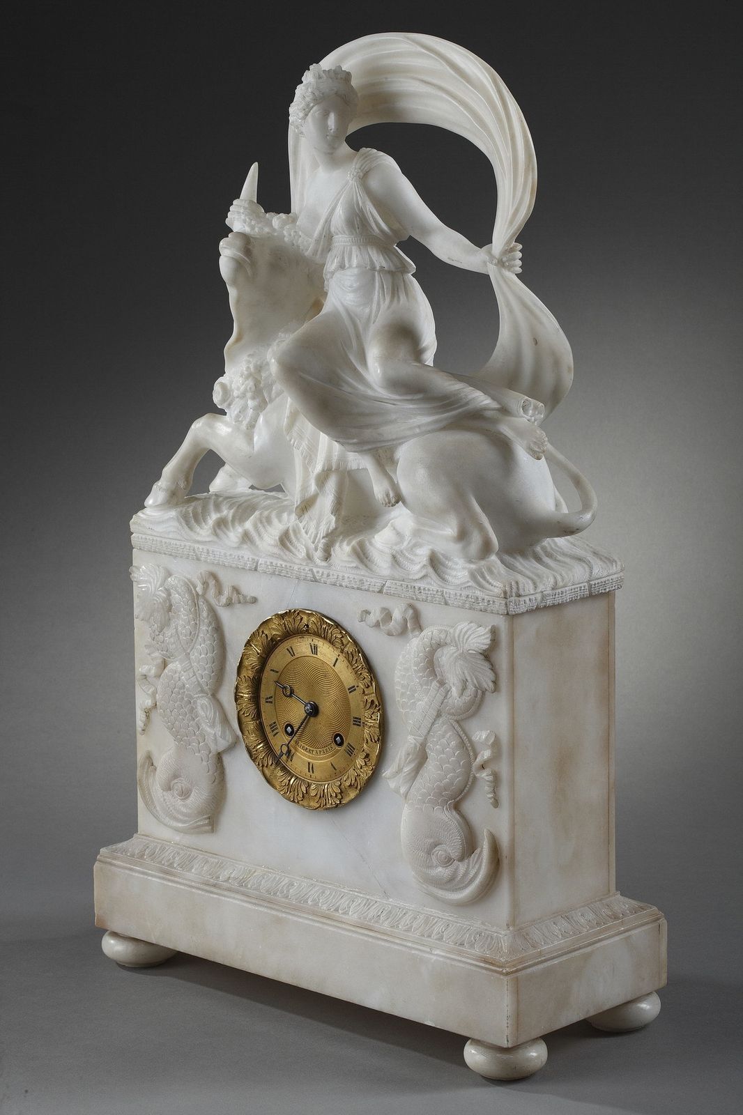 Alabaster Clock The Abduction Of Europa photo Home Decor
