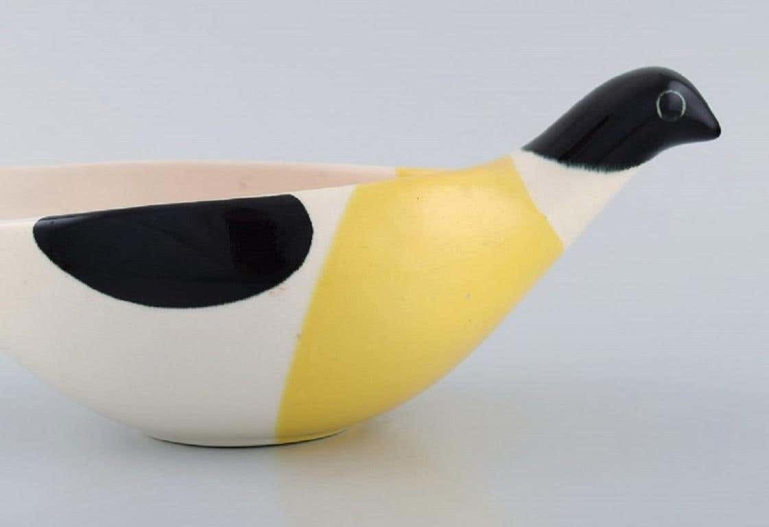 Nils Thorsson For Aluminia, Large Columbine Bowl In Hand Painted Glazed Faience