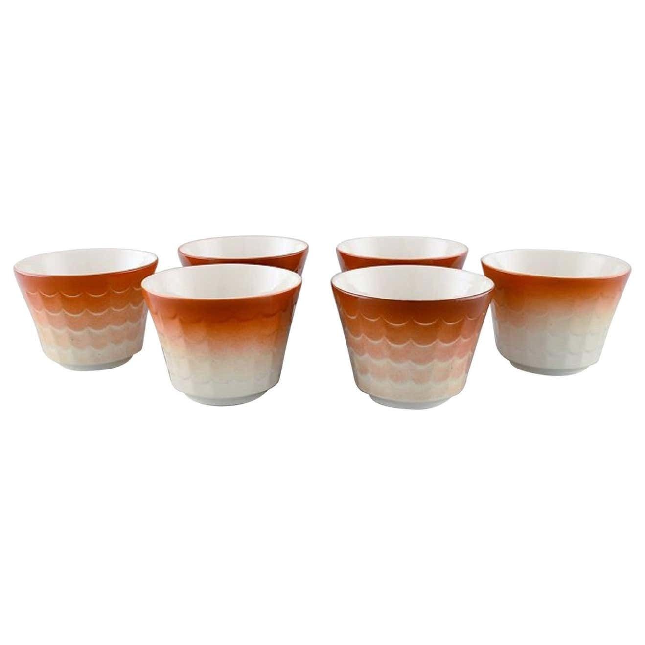 Wilhelm Kåge For Gustavsberg, Six Flower Pot Covers In Porcelain, 1960's photo furniture