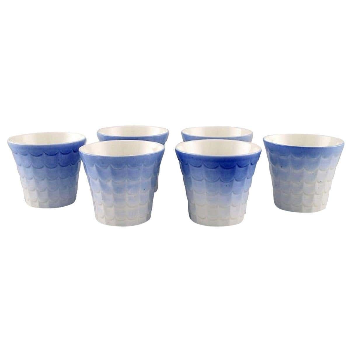 Wilhelm Kåge For Gustavsberg, Six Flower Pot Covers In Porcelain, Swedish Design photo furniture