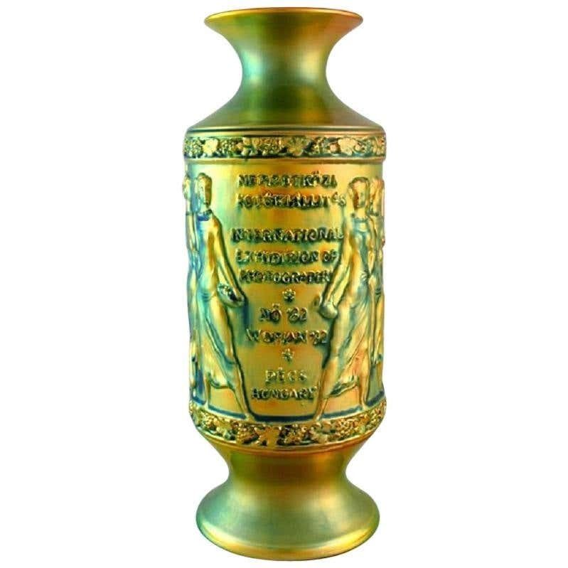 Unique Zsolnay Vase In Glazed Ceramics, Beautiful Eozin Glaze photo furniture