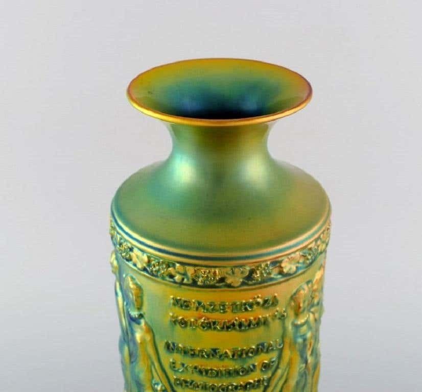 Unique Zsolnay Vase In Glazed Ceramics, Beautiful Eozin Glaze photo Home Decor