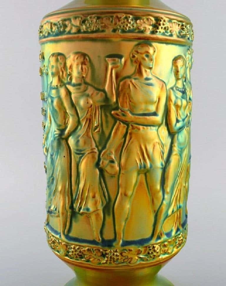 Unique Zsolnay Vase In Glazed Ceramics, Beautiful Eozin Glaze photo vintage