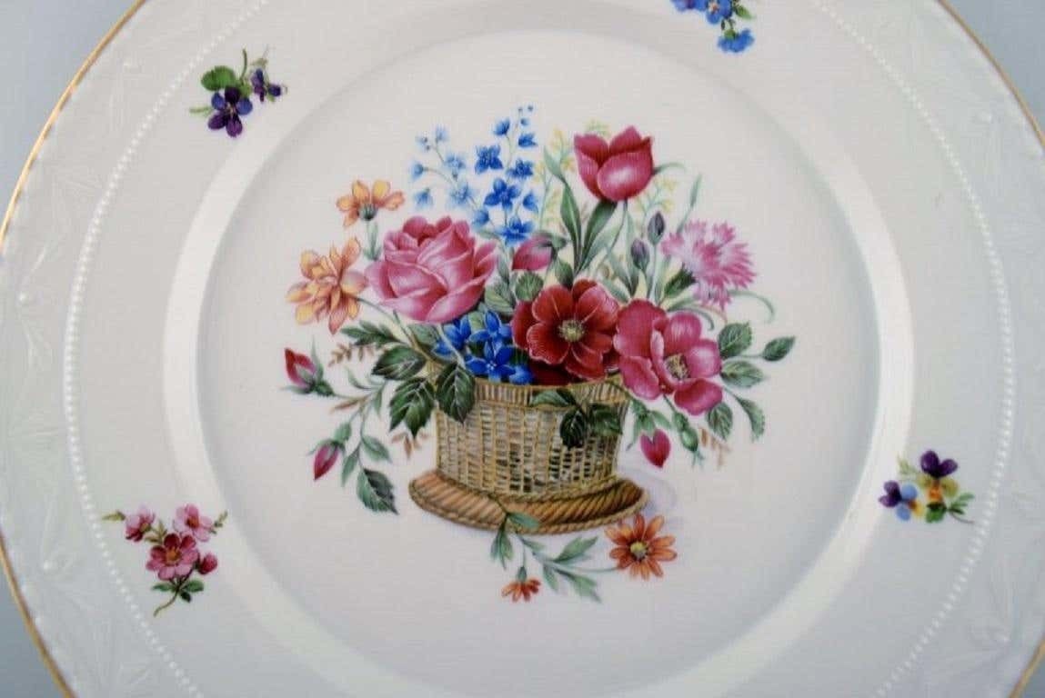 Kpm, Berlin, Two Antique Porcelain Plates With Hand Painted Flower Baskets photo for sale