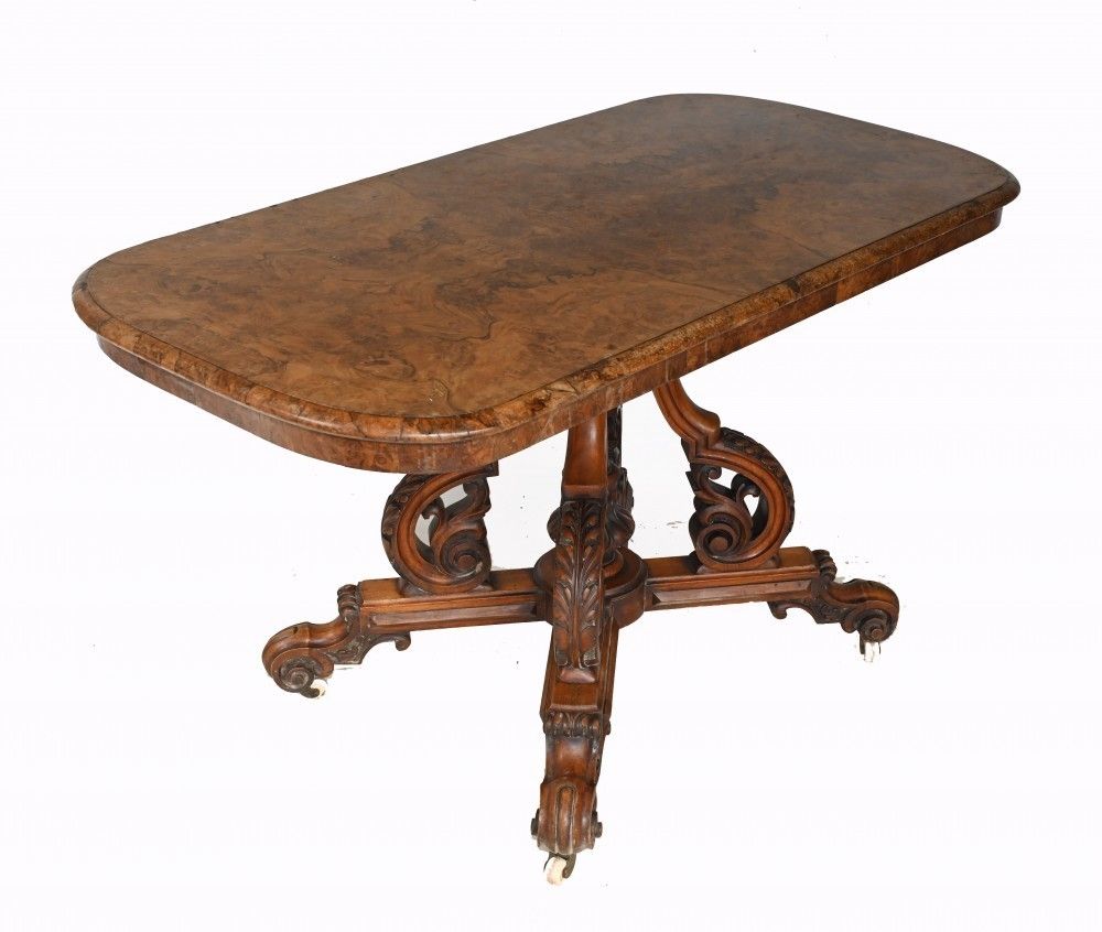 Victorian Sofa Table Walnut Antique 1860 photo vintage