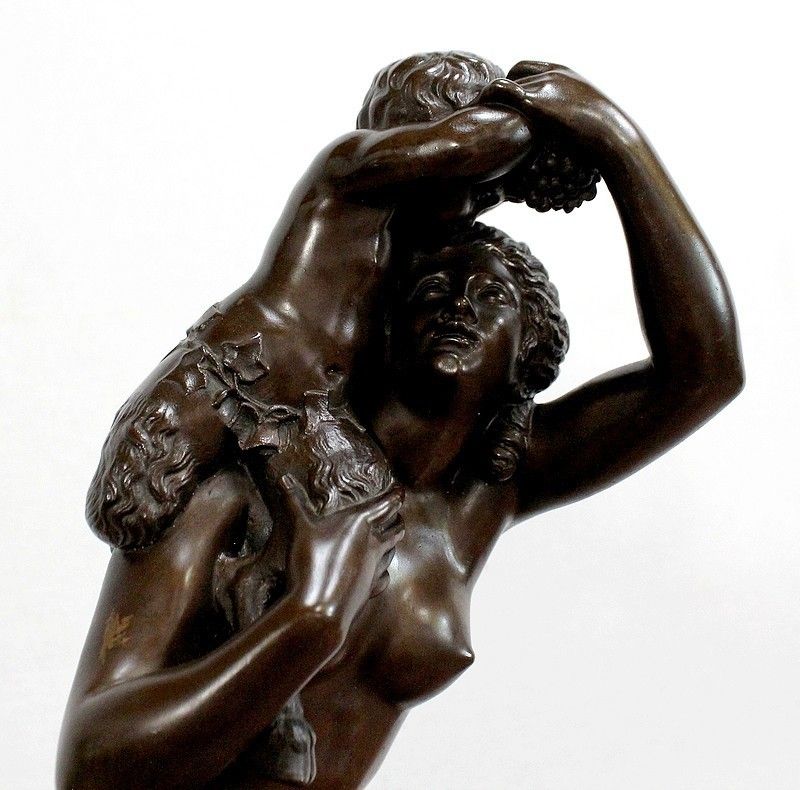 Bronze "Bacchante And Small Fauns" After Jj Foucou, 19th Century photo 2430.8