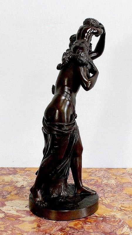 2430.8 Bronze "Bacchante And Small Fauns" After Jj Foucou, 19th Century photo