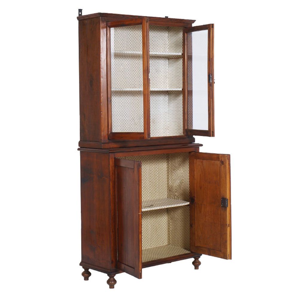 19th Century Country Sideboard With Display In Solid Pine  Wax Polished photo vintage