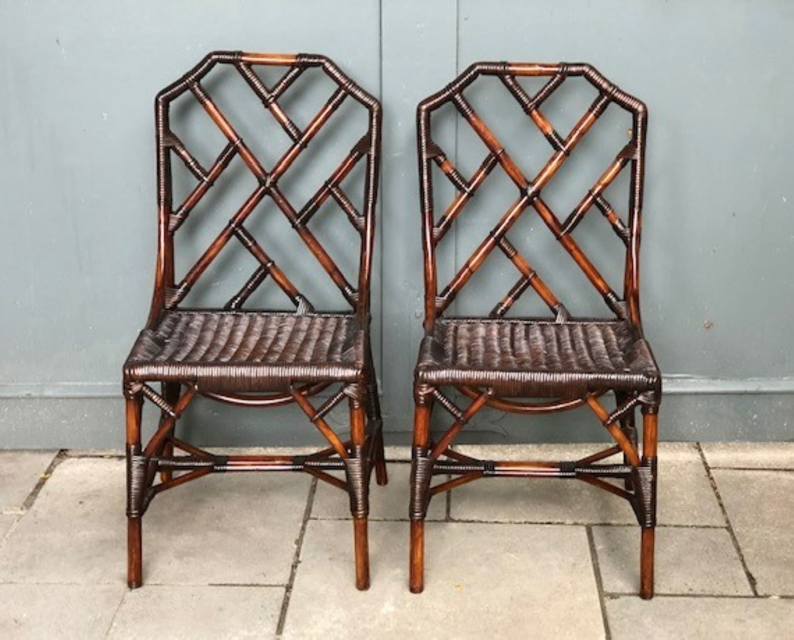 Mid Cent Rattan Dining Table & 6 X Chippendale Style Dining Chairs, Angraves 1970s photo vinterior