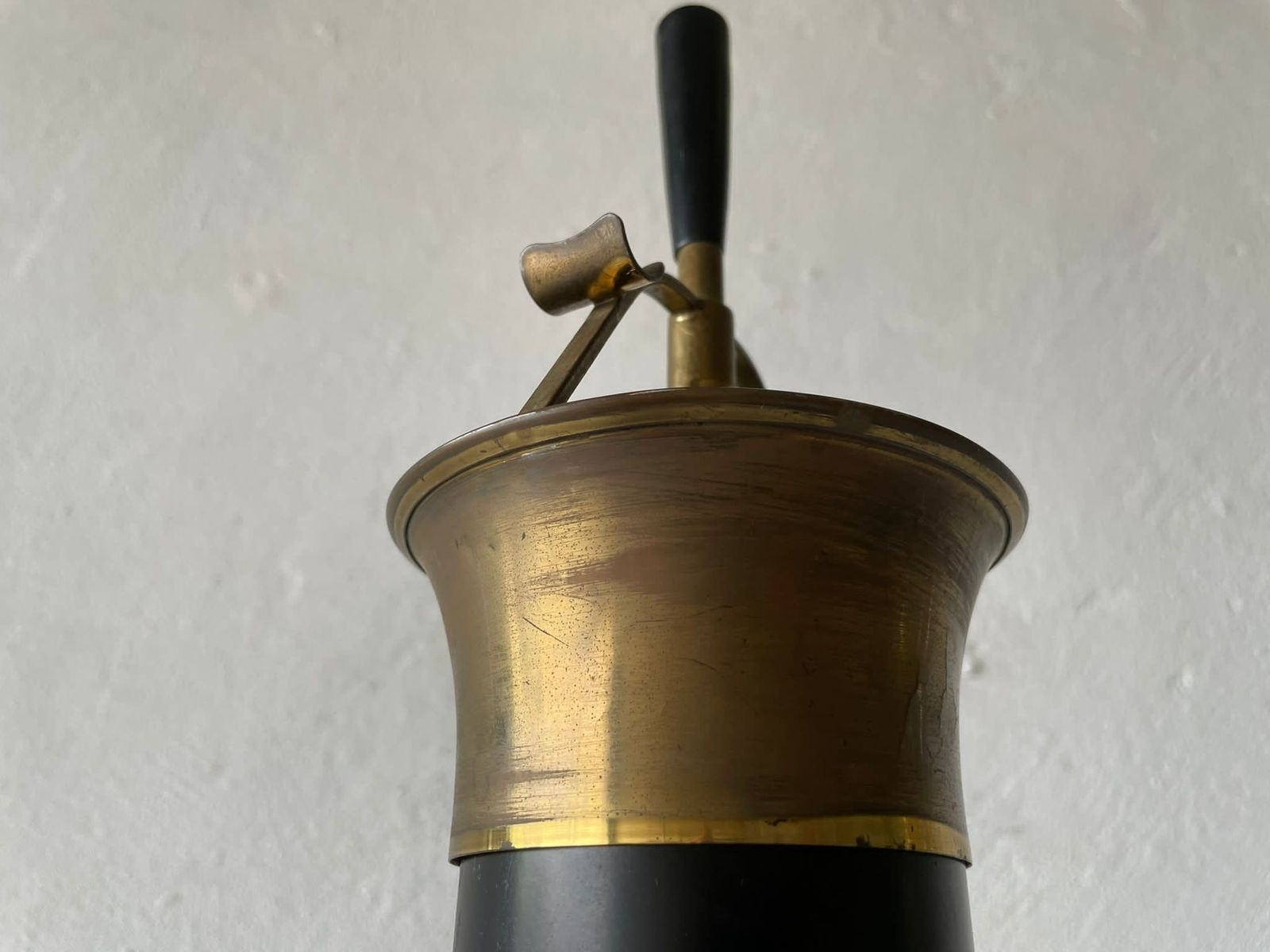 Italian Well Crafted Black Metal   Brass Body Tripod Ashtray, 1950s, Italy photo 1333.0