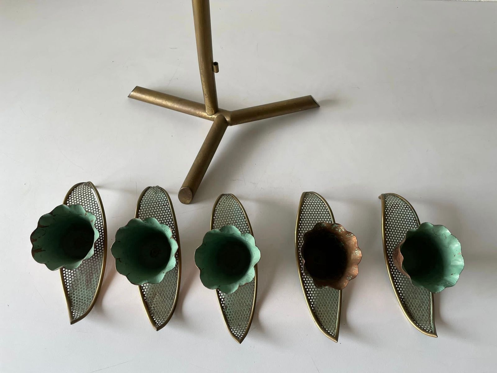 photo furniture Unique Flower And Leafs Shaped Tall Italian Candle Holder, 1950s, Italy