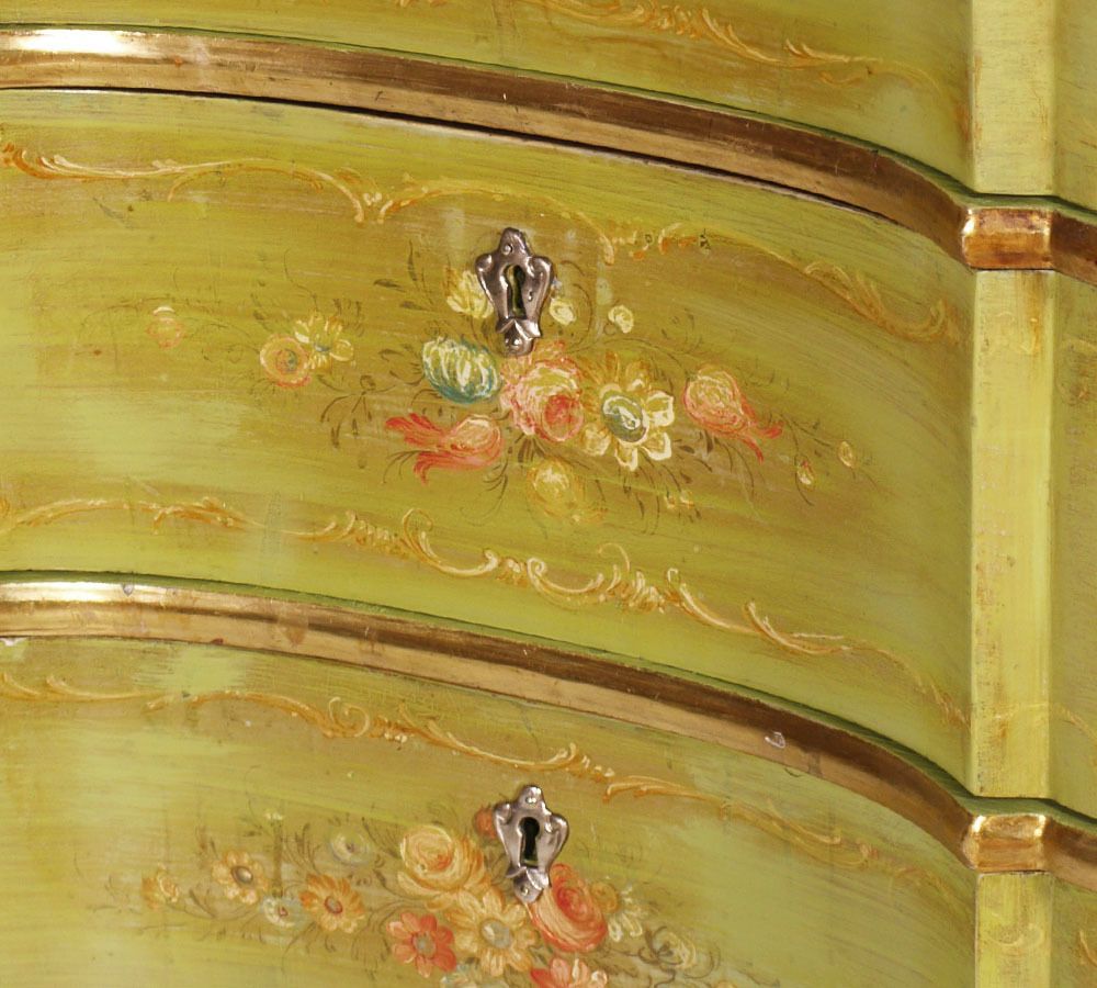 1910s, Venetian Baroque Commode, Chest Of Drawers, Hand Painted, Edges Gold Leaf photo buy