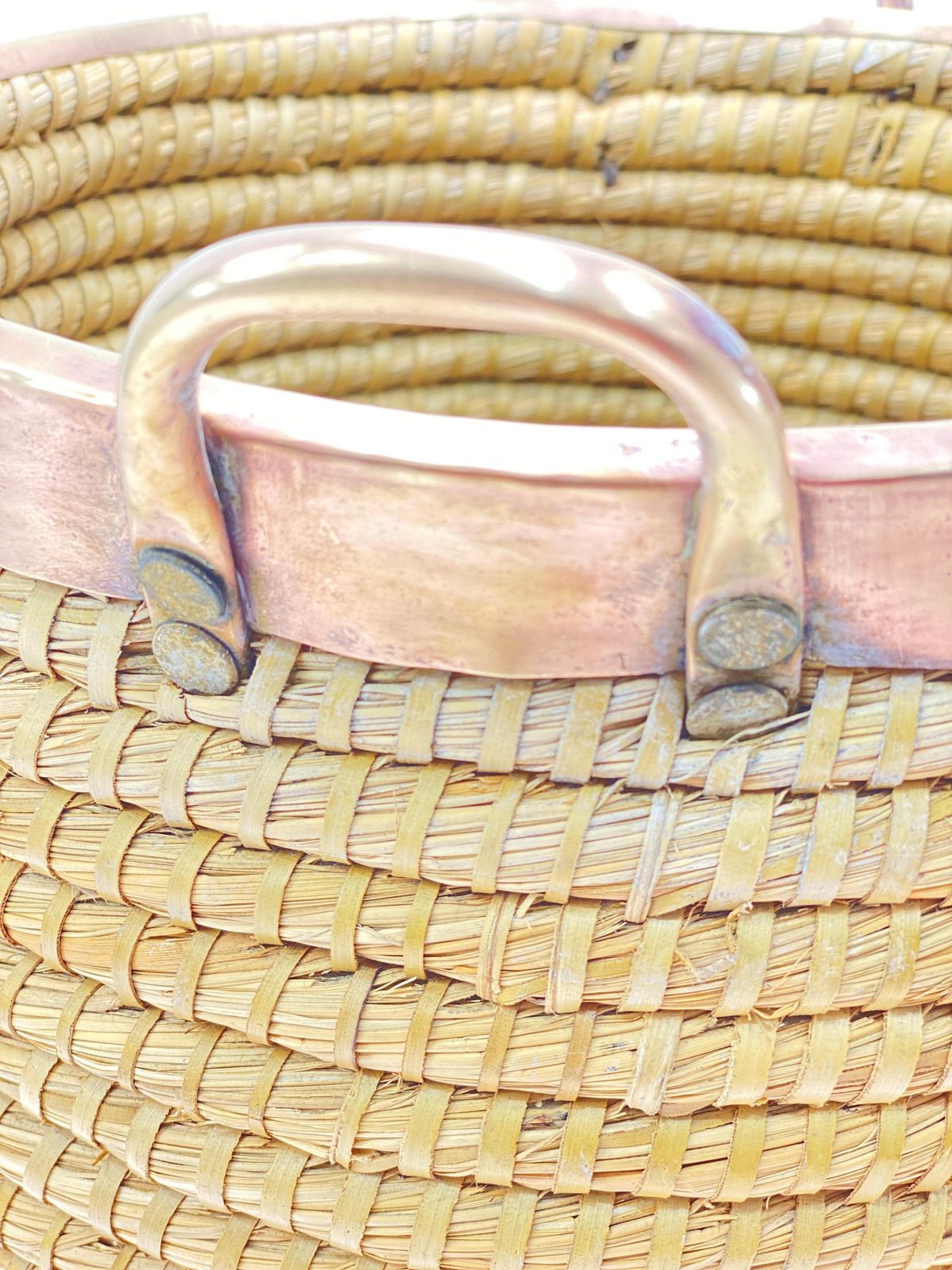 Basket In Rattan, Cooper And Brass, Italy, 1970 photo for sale