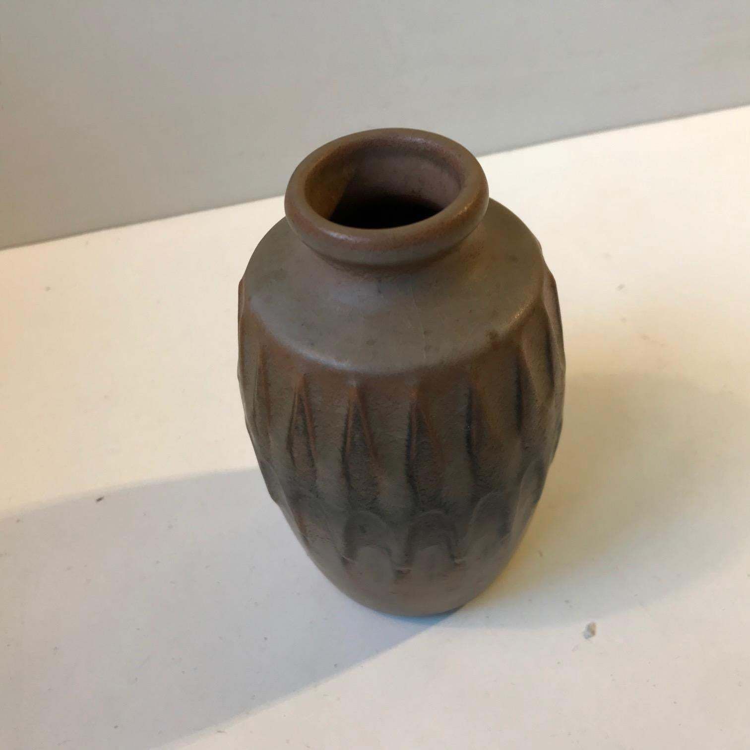 Scandinavian Pottery Vase With Camou Glaze By Günther Praschak For Knabstrup photo Home Decor