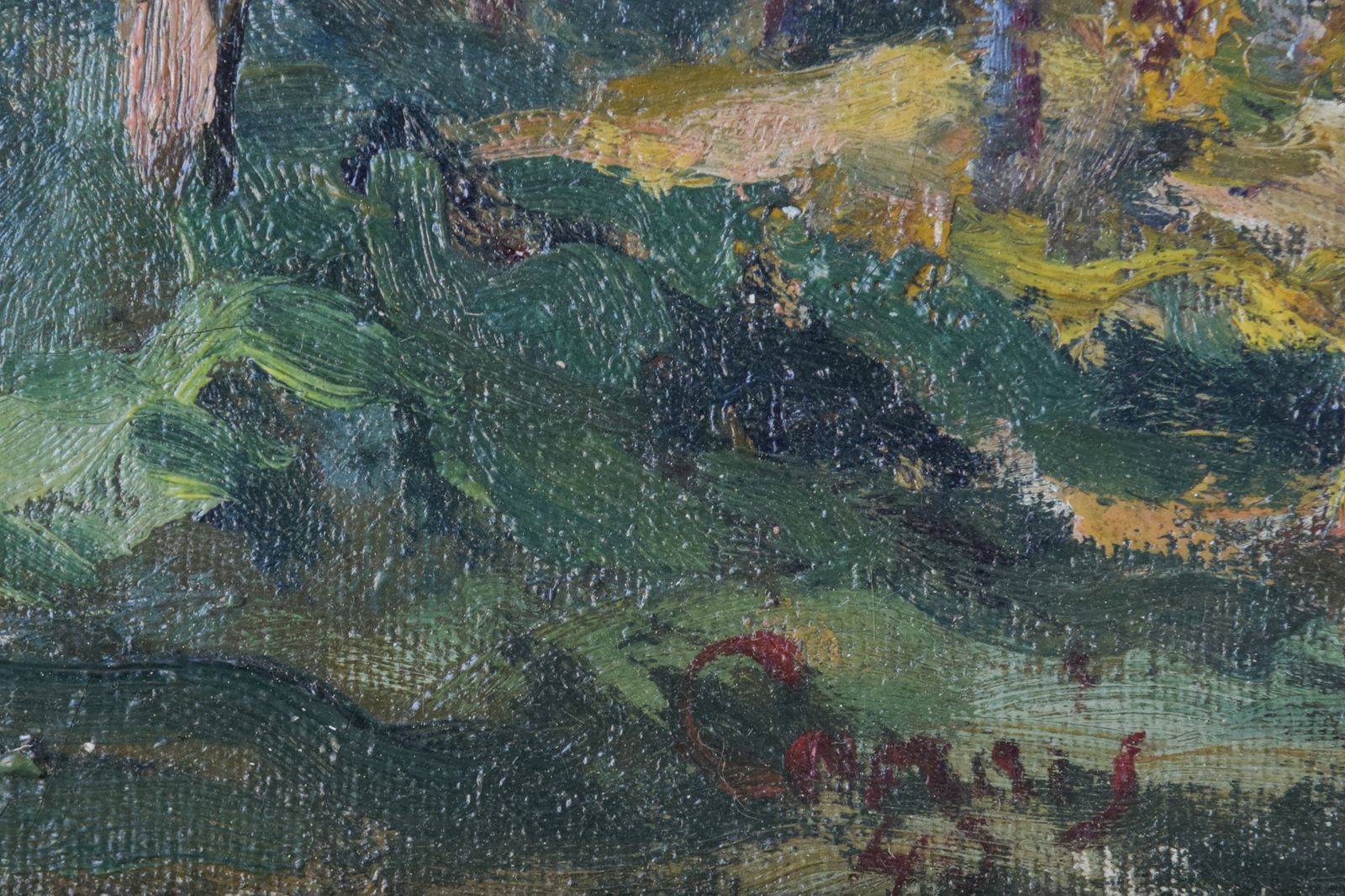 Impressionistisch Gesigneerd Mediterraan Landschap Met Uitzicht Op Een Rivier En Bergen photo for sale