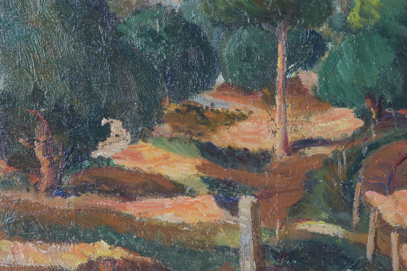 Impressionistisch Gesigneerd Mediterraan Landschap Met Uitzicht Op Een Rivier En Bergen photo Kunst