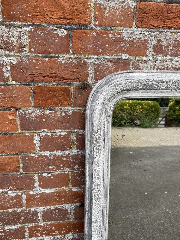 A Superb Antique French 19th Century Carved Wood & Gesso Arched Top Painted Mirror photo furniture