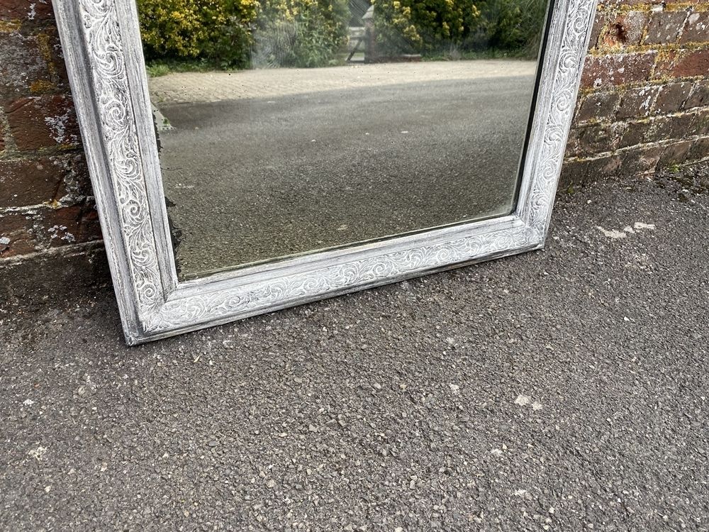 A Superb Antique French 19th Century Carved Wood & Gesso Arched Top Painted Mirror photo Home Decor