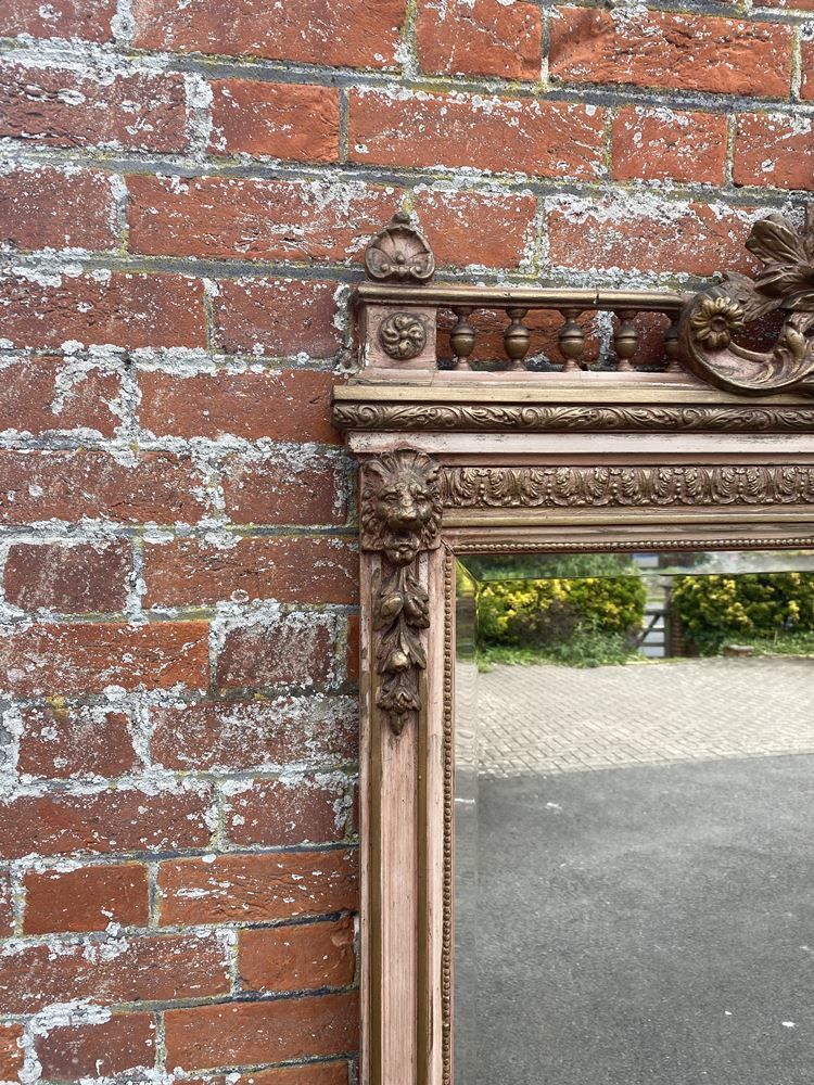 A Highly Impressive Large Antique French 19th Century Carved Wood & Gesso Original Gilt & Painted Mirror photo furniture