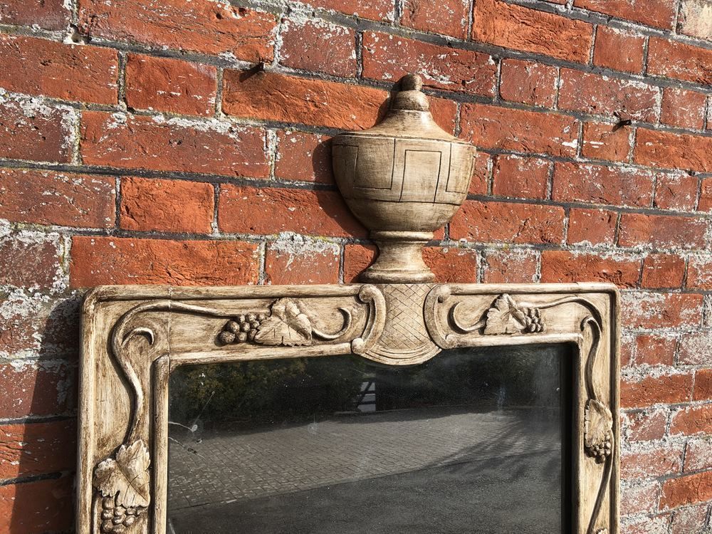 A Stunning Large Antique 19th Century French Carved Wood Painted Mirror photo furniture