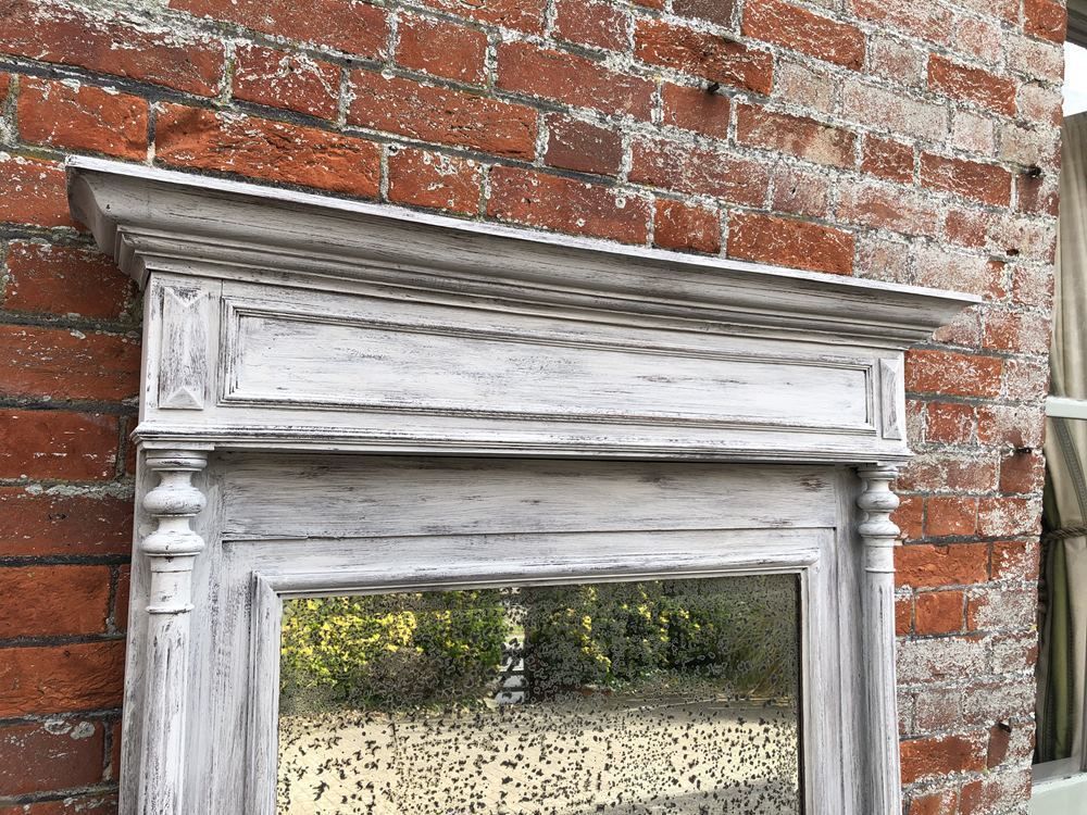 A Stunning Large Antique 19th Century French Carved Wood Painted Mirror photo furniture