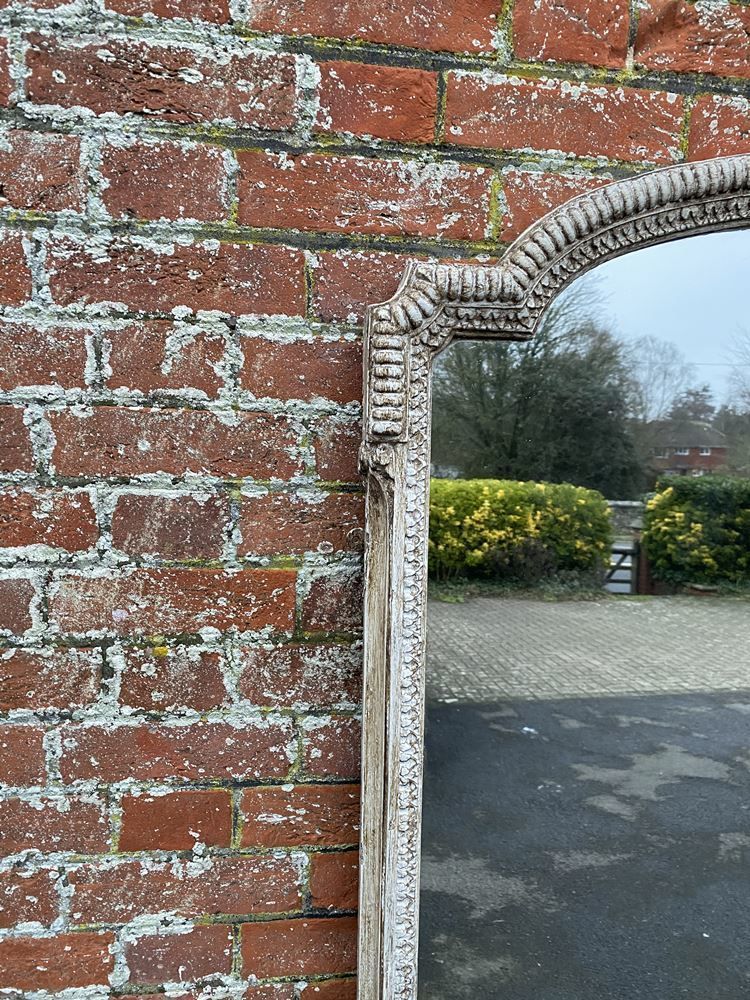 A Superb Large Antique English 19th Century Carved Wood & Gesso Painted Ribbed Framed Mirror photo furniture