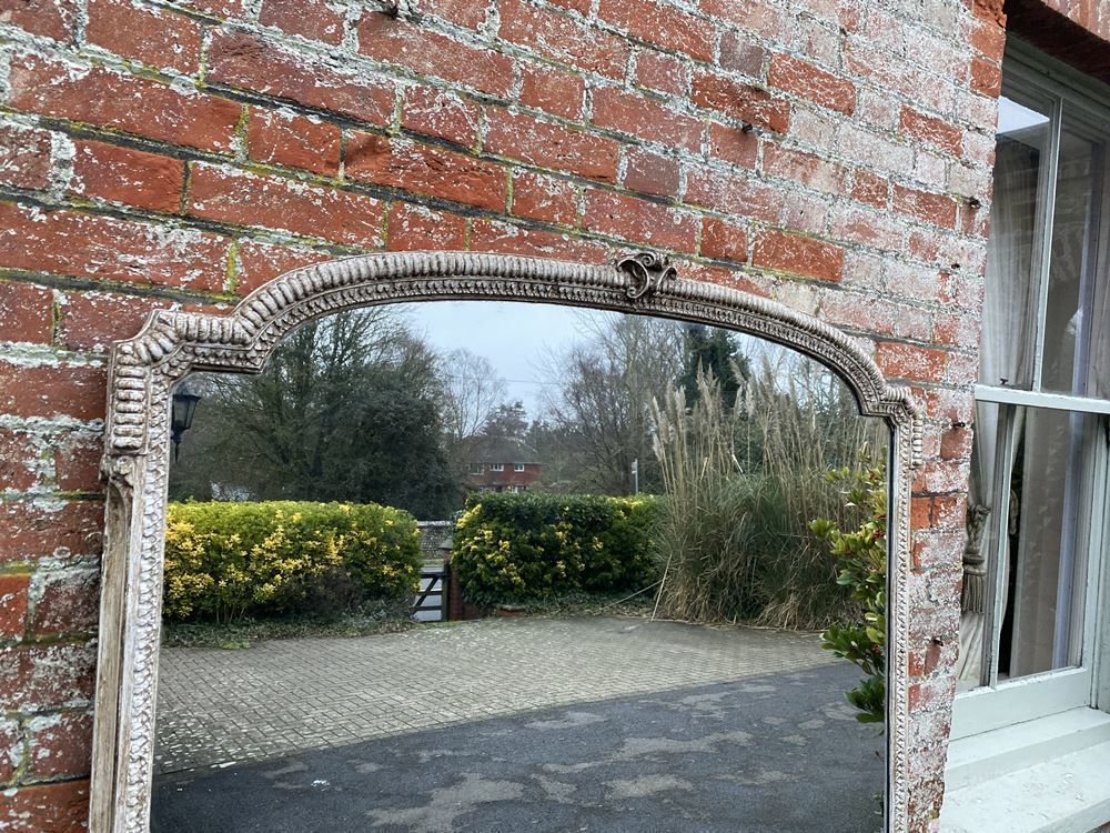 A Superb Large Antique English 19th Century Carved Wood & Gesso Painted Ribbed Framed Mirror photo 2995.0