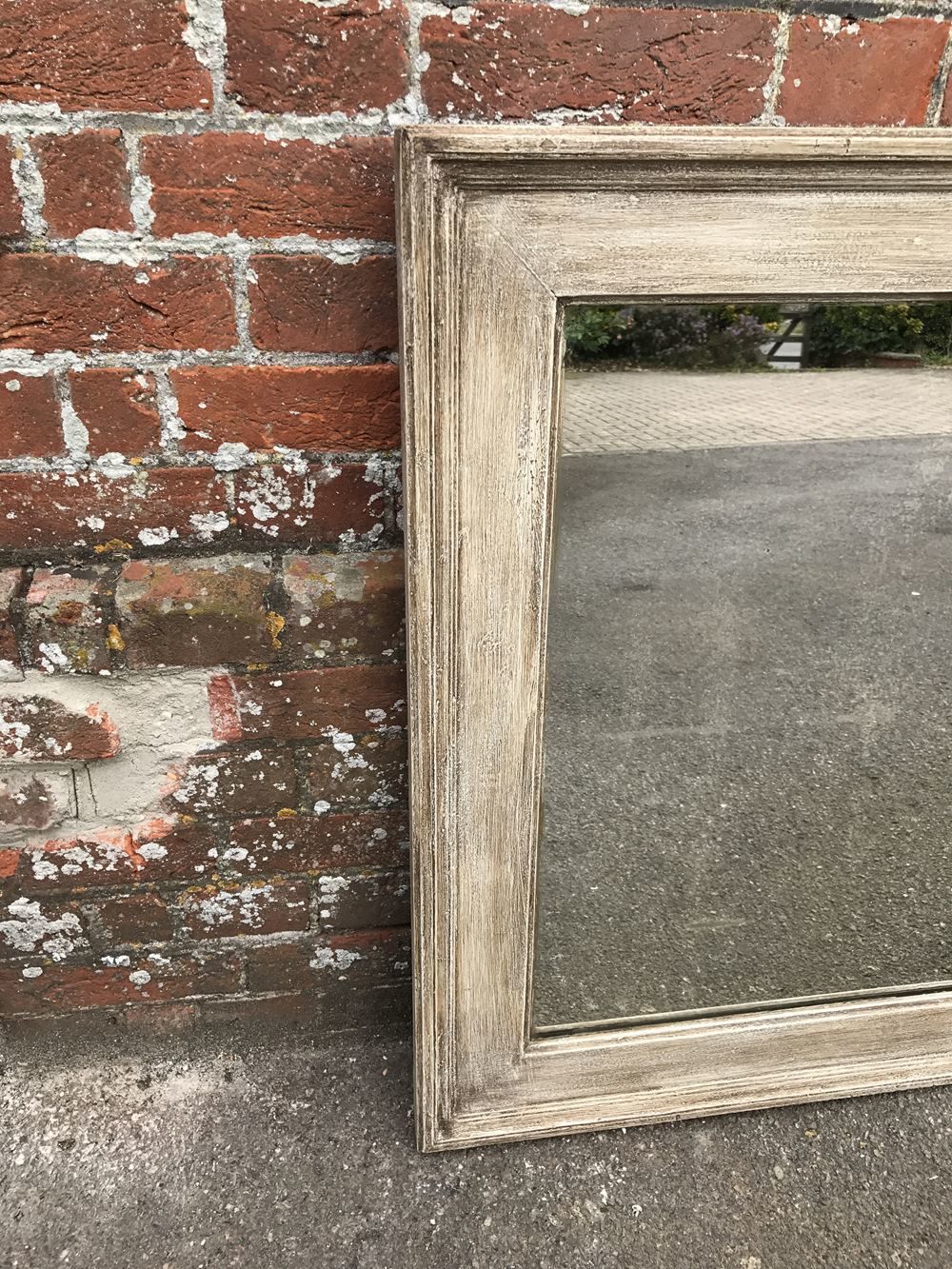A Highly Useful Size Antique 19th Century French Carved Wood & Gesso Plain Painted Mirror photo 650.0