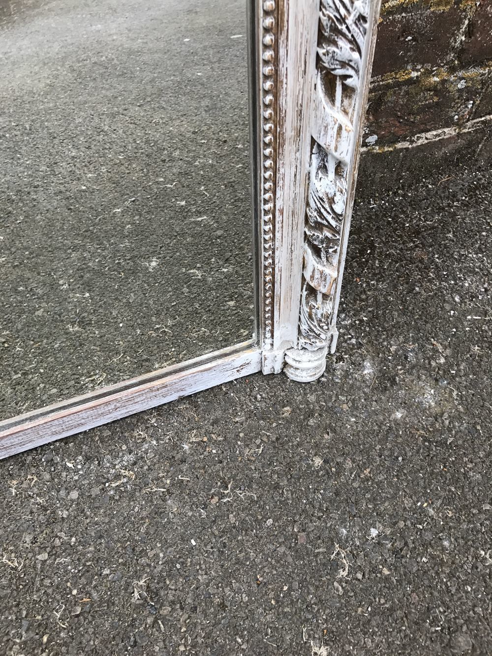 A Fabulous Large Decorative Antique 19th Century French Carved Wood & Gesso Distressed Painted Gilt Twist Framed Mirror photo for sale