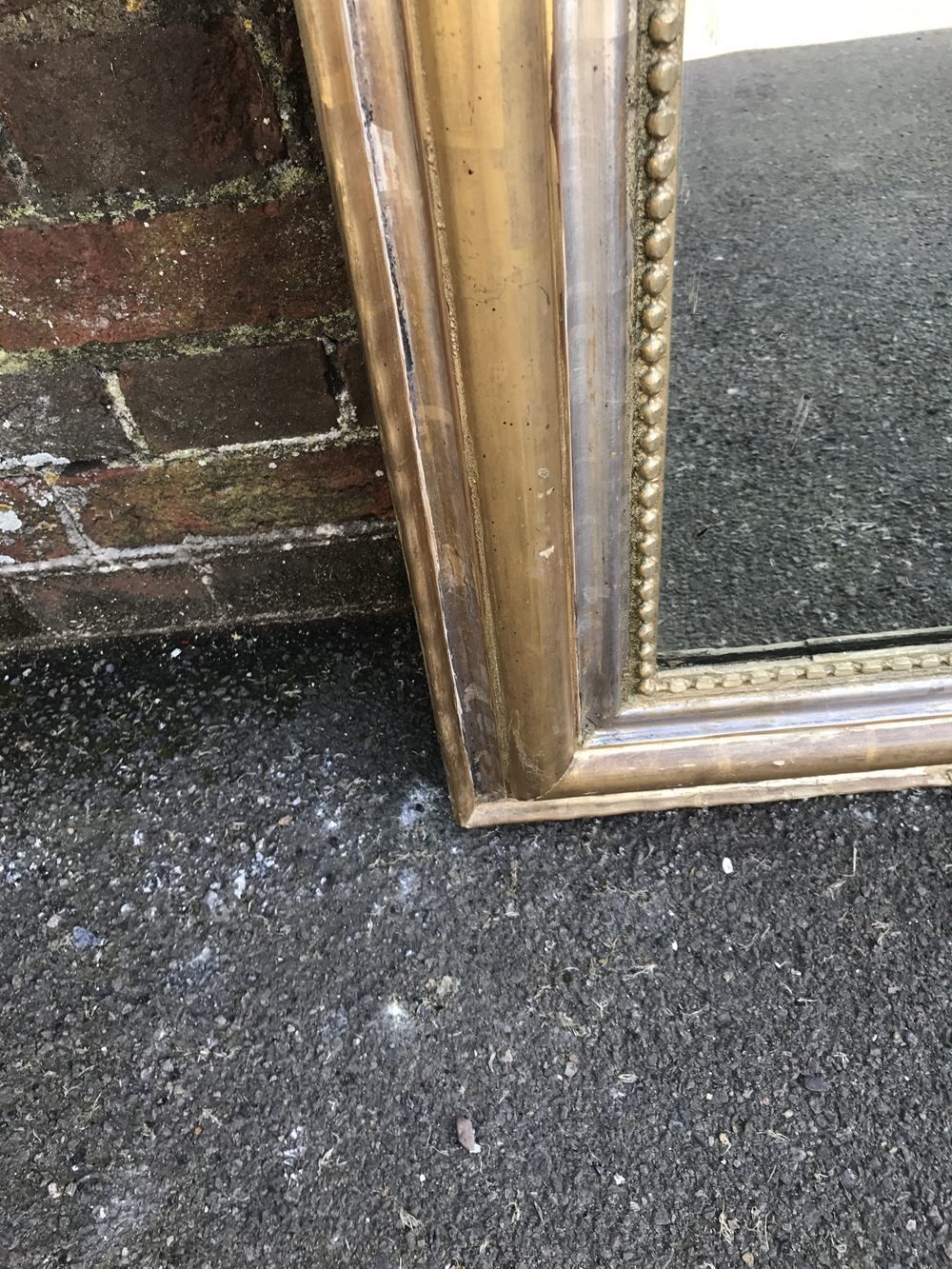A Superb Large Antique 19th Century French Carved Wood & Gesso Original Shaped Top Silvered And Gilt Mirror photo Home Decor