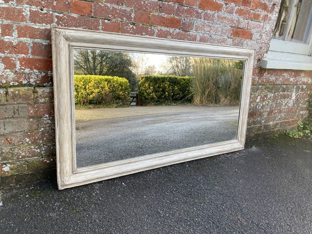A Highly Useful Size Antique French 19th Century Carved Wood Painted Plain Mirror photo furniture