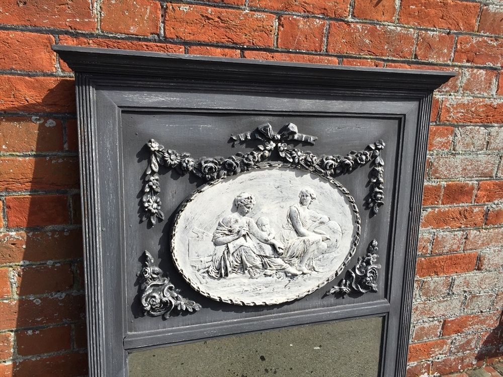 A Fabulous Antique 19th Century French Carved Wood And Gesso Distressed Painted Mirror photo furniture