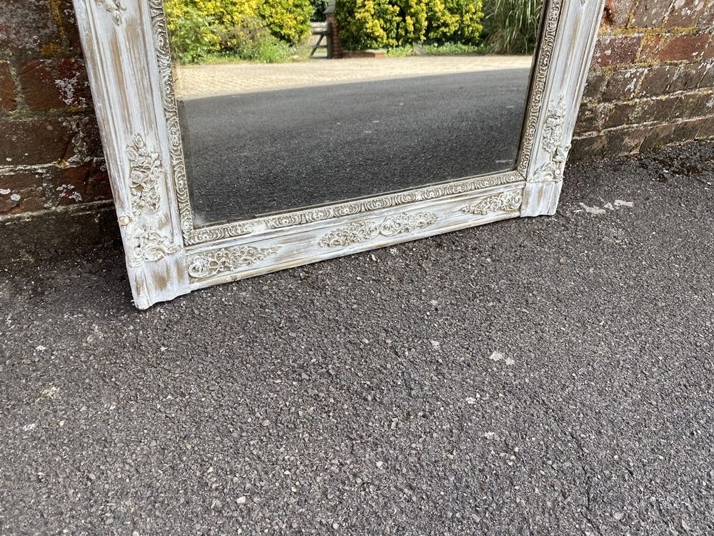 A Wonderful Good Size Antique French 19th Century Carved Wood & Gesso Distressed Painted Louis Philippe Mirror photo Home Decor