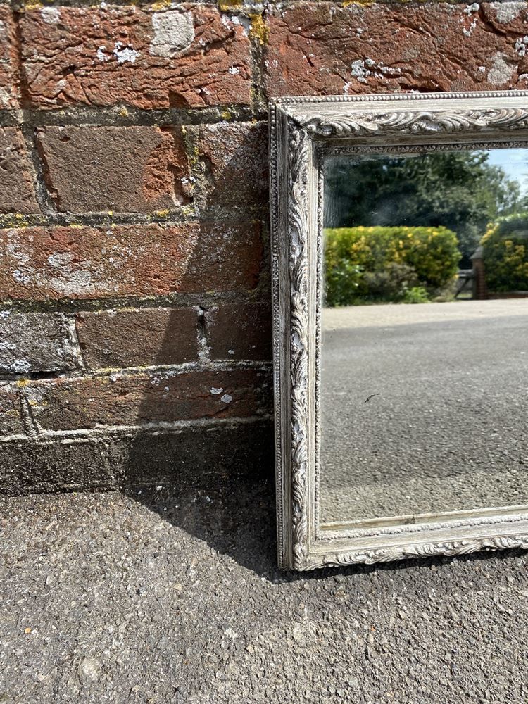 A Fabulous Good Size Antique French 19th Century Carved Wood & Gesso Painted Mirror photo 295.0