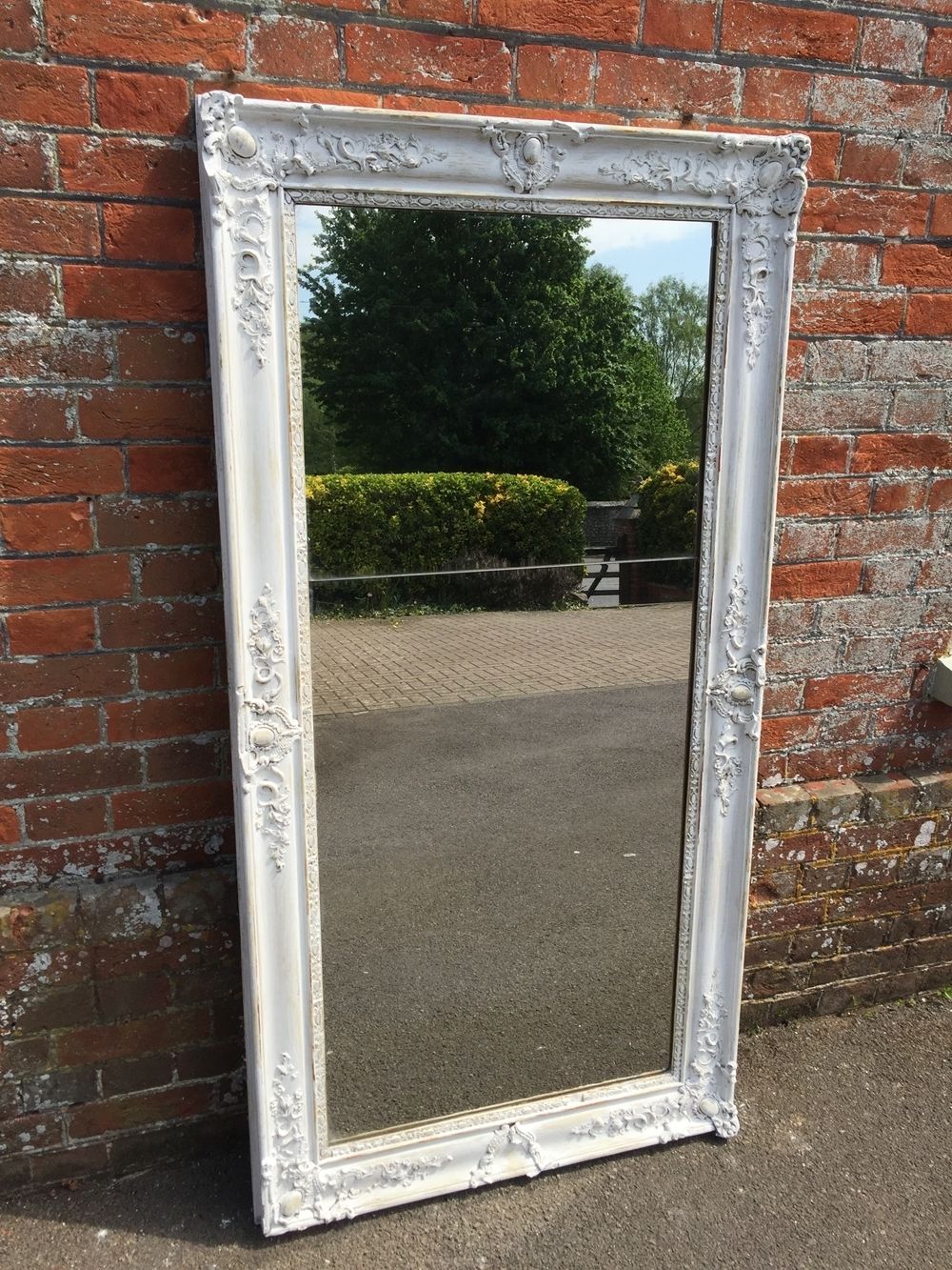 A Very Useful Size Early Antique 19th Century French Carved Wood And Gesso Painted Louis Philippe Mirror photo furniture