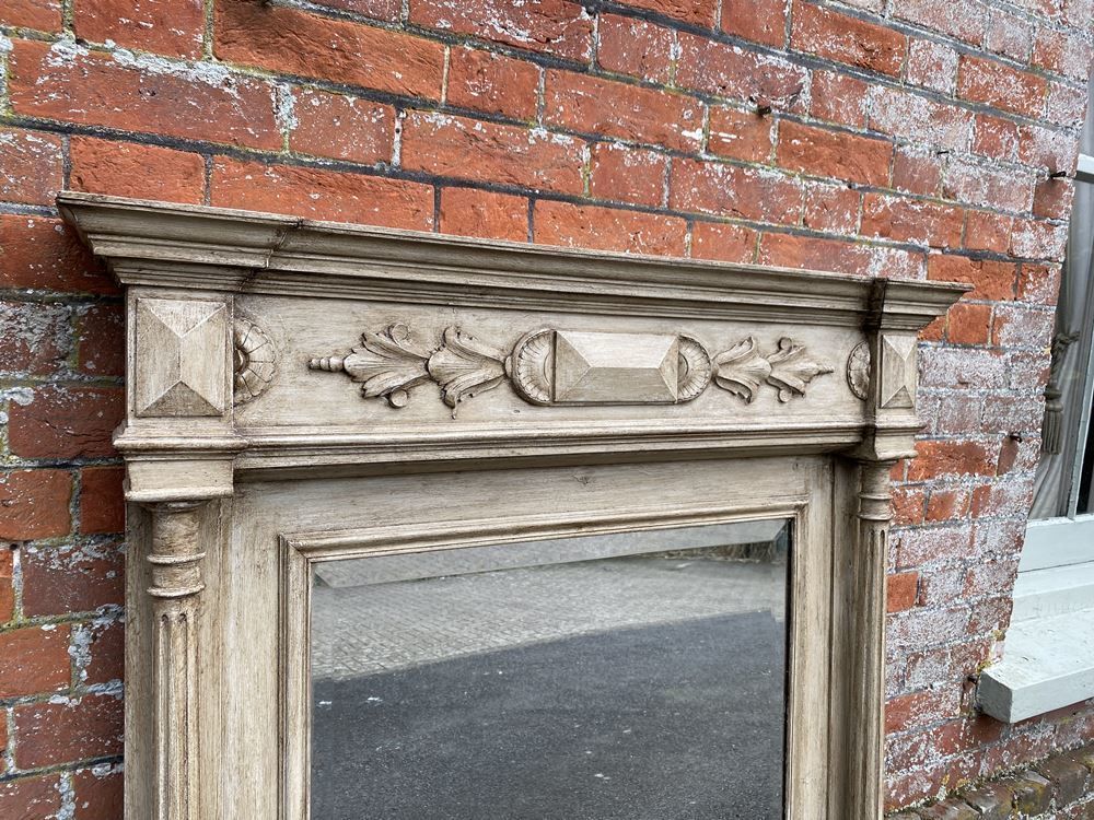 A Fabulous Large Antique French 19th Century Carved Wood Painted Column Mirror photo Home Decor