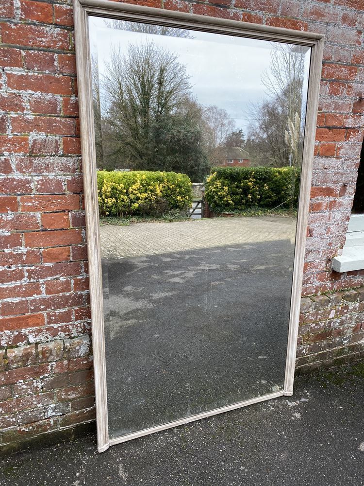 An Exceptional Large Antique French 19th Century Carved Wood Painted Plain Mirror